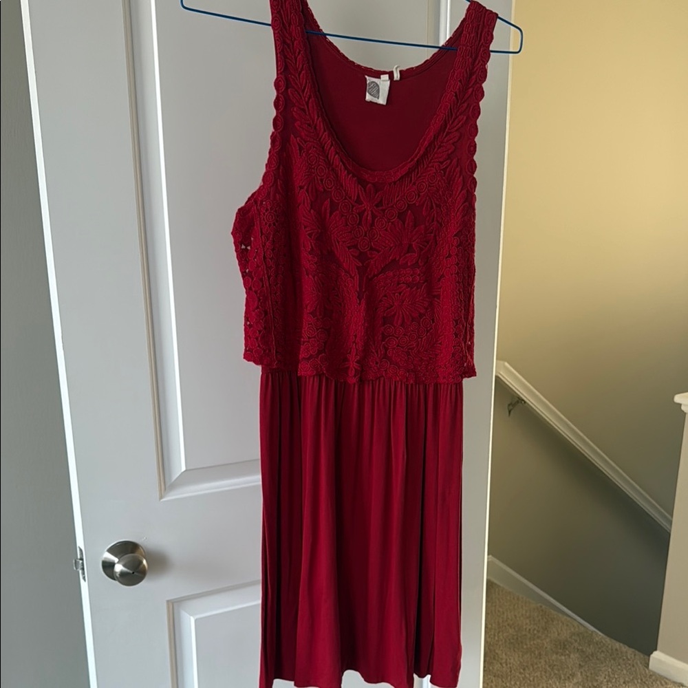 Lilka Red Geranium Lace and Jersey Dress